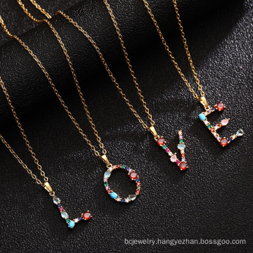 Shangjie OEM kalung tembaga statement crystal necklace stainless steel chain necklace jewelry fashion initial necklace